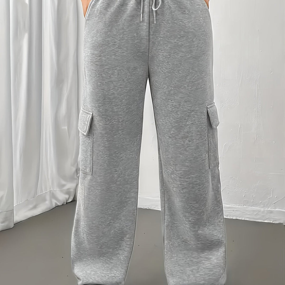 Brittany | Flap-Pocket Cargo Wide-Leg Sweatpants