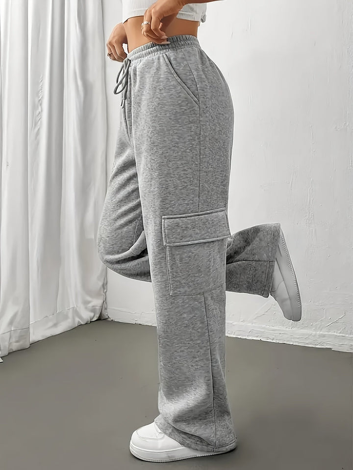 Brittany | Flap-Pocket Cargo Wide-Leg Sweatpants