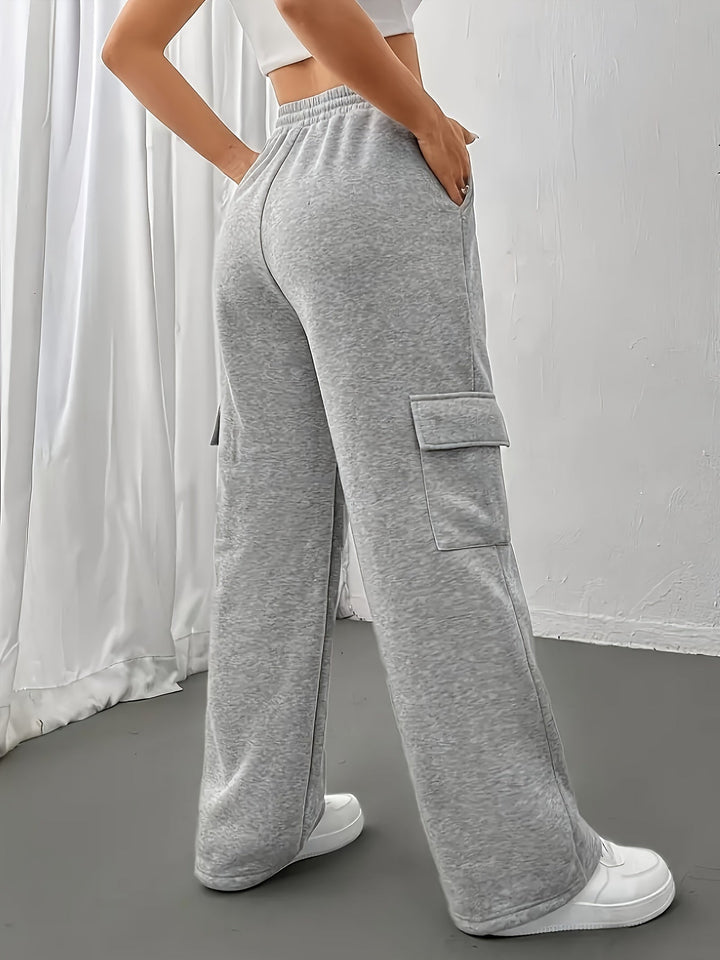 Brittany | Flap-Pocket Cargo Wide-Leg Sweatpants