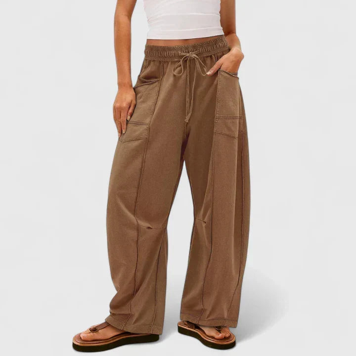 Yvonne | Utility-Pocket Drawstring Wide-Leg Pants