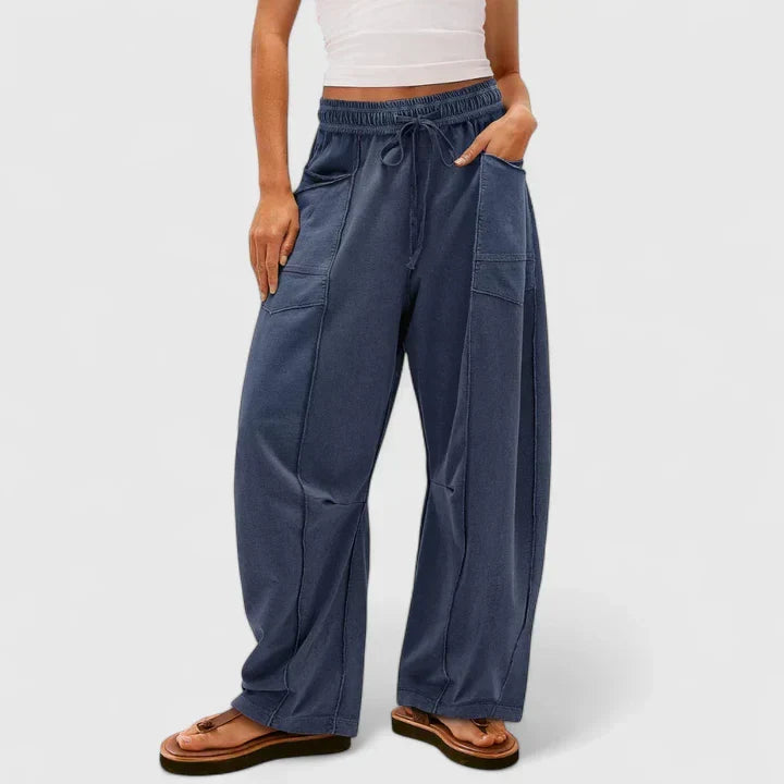 Yvonne | Utility-Pocket Drawstring Wide-Leg Pants