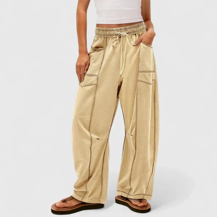 Yvonne | Utility-Pocket Drawstring Wide-Leg Pants