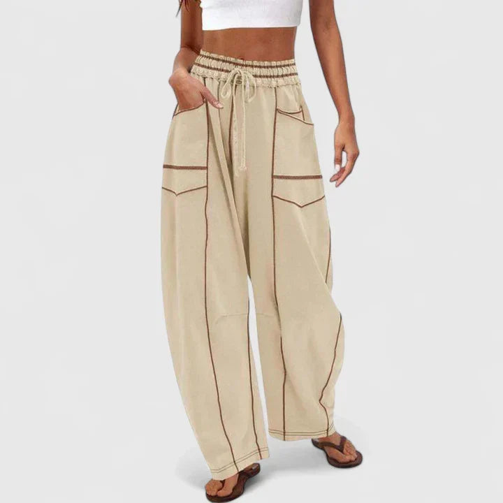 Yvonne | Utility-Pocket Drawstring Wide-Leg Pants