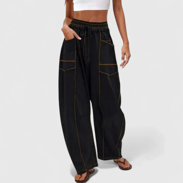 Yvonne | Utility-Pocket Drawstring Wide-Leg Pants