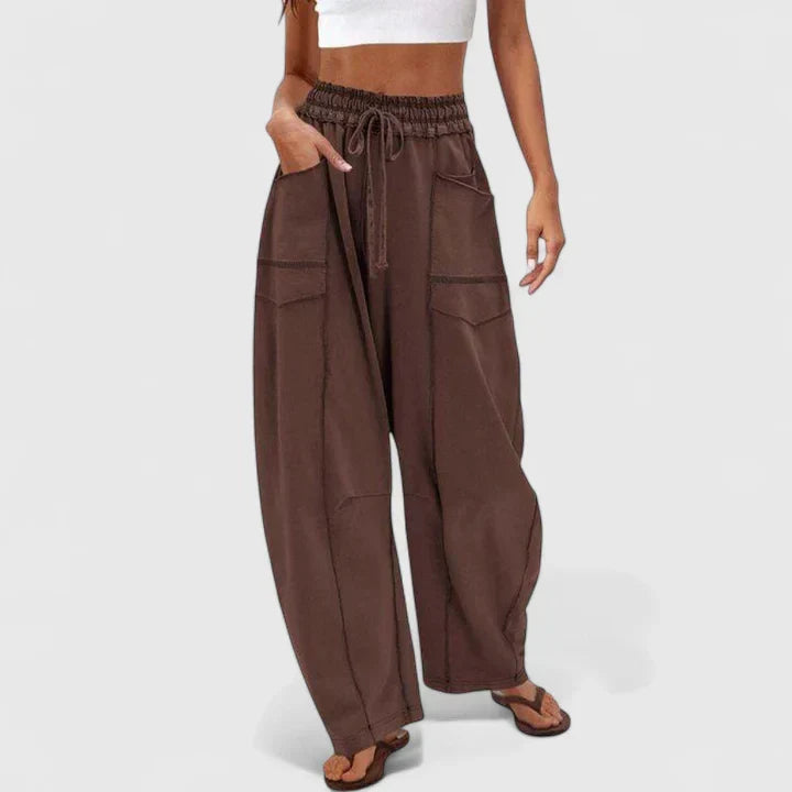Yvonne | Utility-Pocket Drawstring Wide-Leg Pants