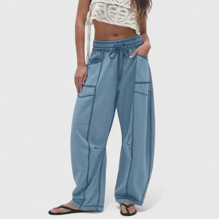 Yvonne | Utility-Pocket Drawstring Wide-Leg Pants