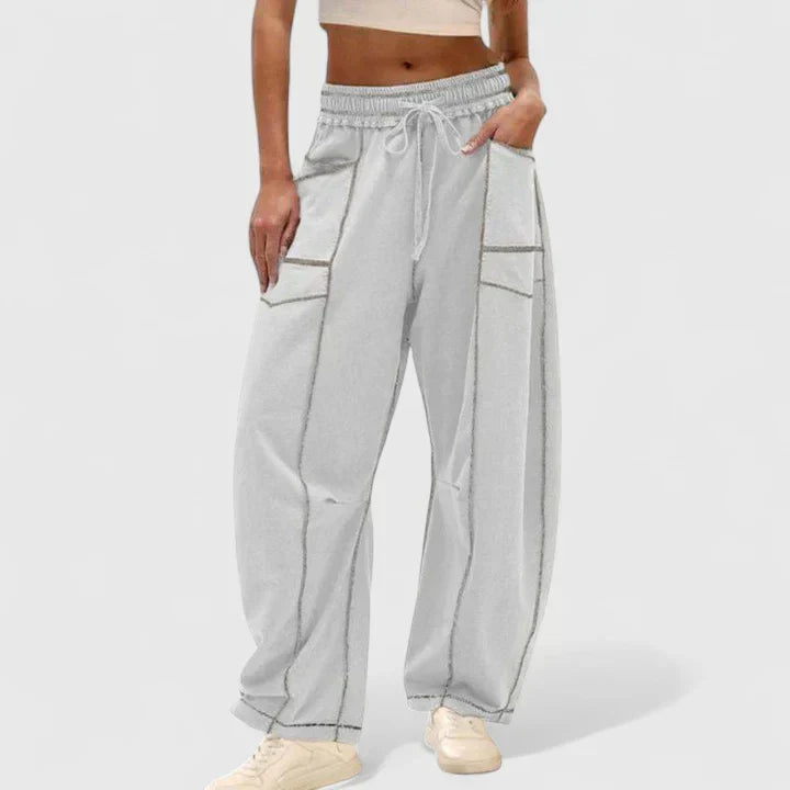 Yvonne | Utility-Pocket Drawstring Wide-Leg Pants