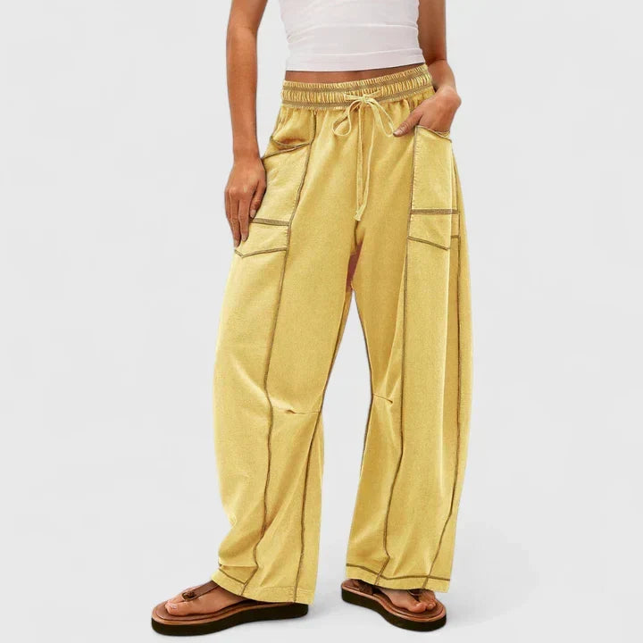 Yvonne | Utility-Pocket Drawstring Wide-Leg Pants