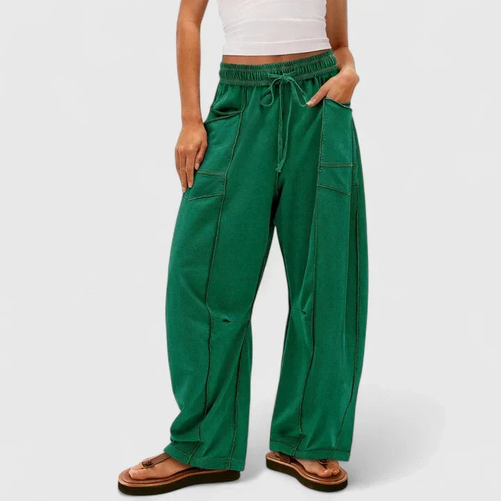 Yvonne | Utility-Pocket Drawstring Wide-Leg Pants