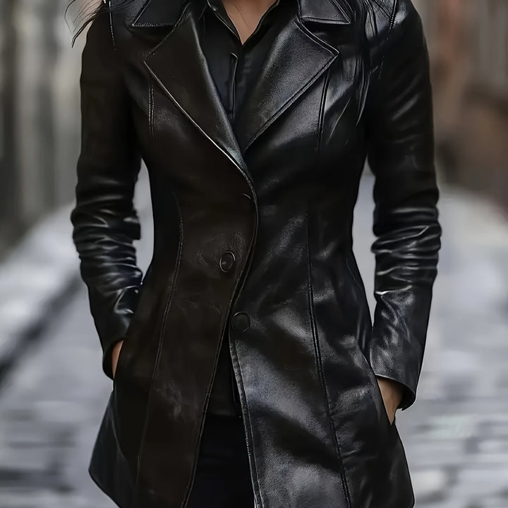 Olivia | Slim-Fit Leather Trench Coat for Fall