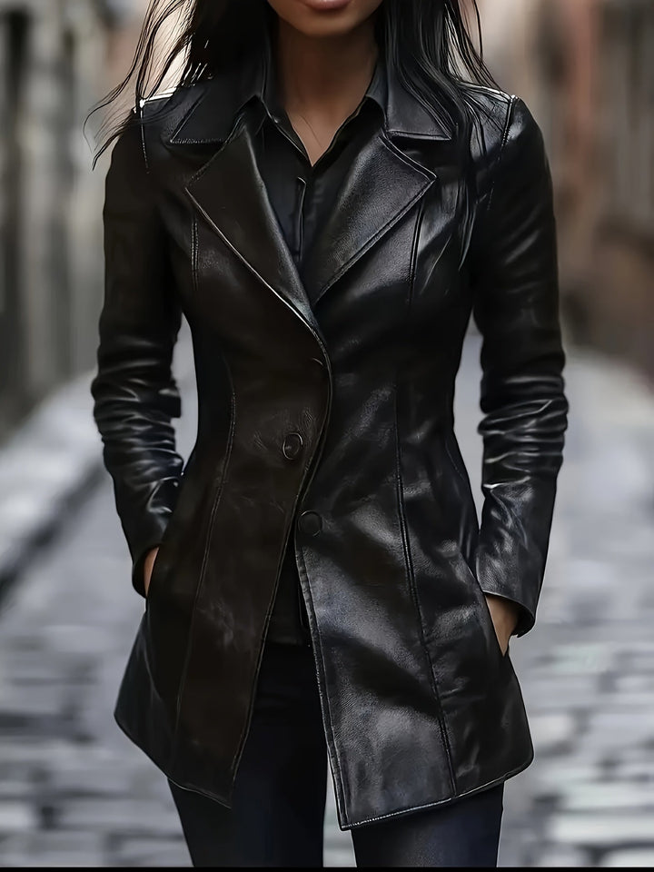 Olivia | Slim-Fit Leather Trench Coat for Fall