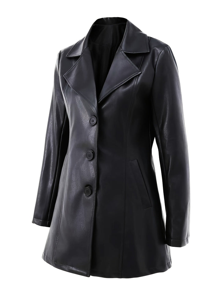 Olivia | Slim-Fit Leather Trench Coat for Fall