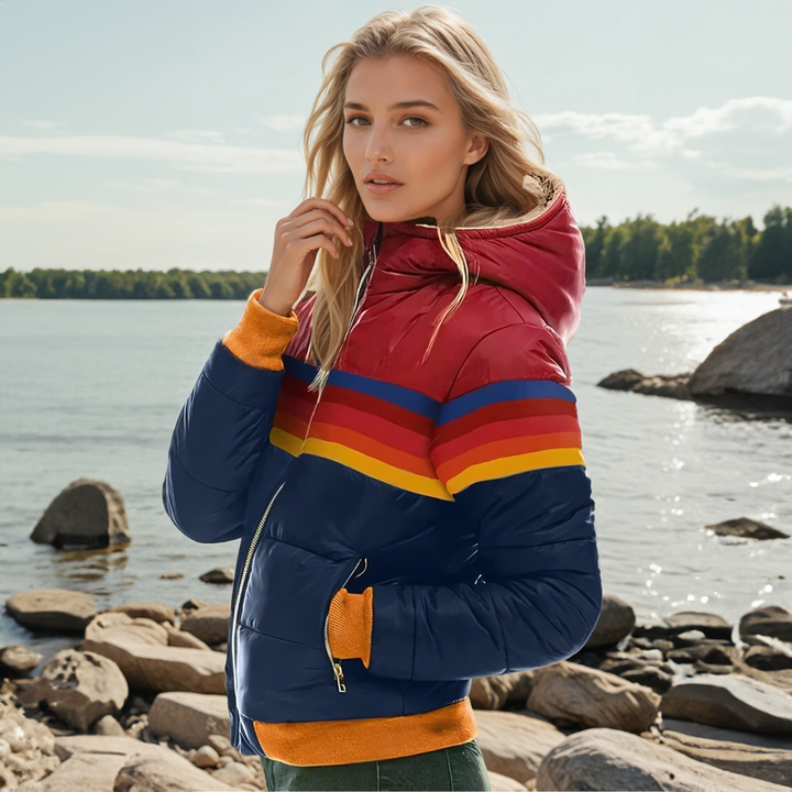 Gina | Retro Striped Hooded Puffer Jacket