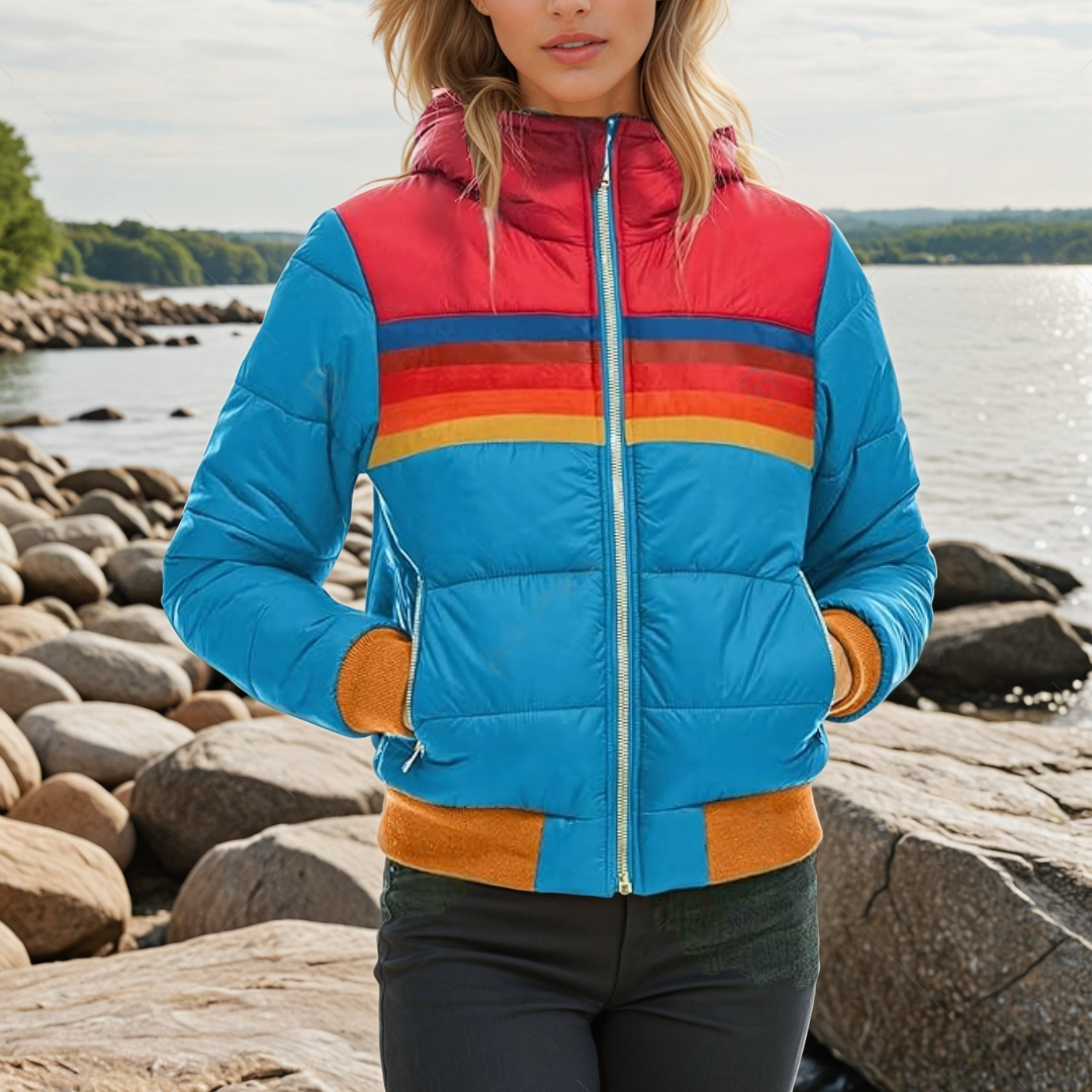 Gina | Retro Striped Hooded Puffer Jacket