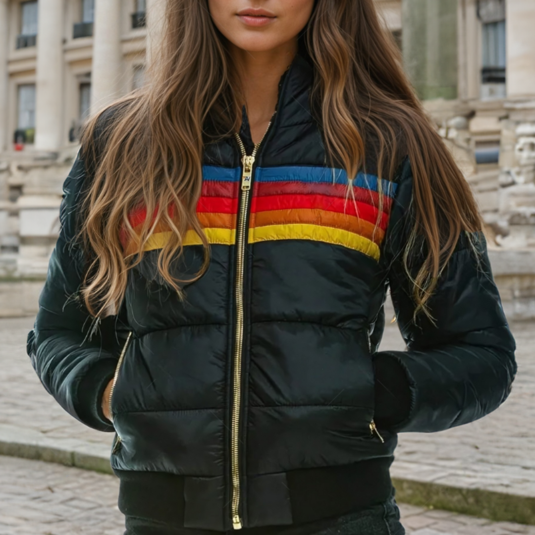 Gina | Retro Striped Hooded Puffer Jacket