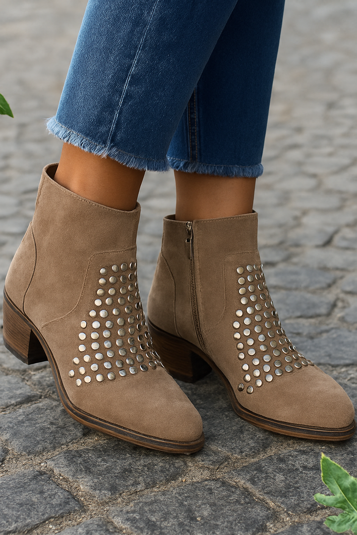 Jolene | Studded Pointed-Toe Western Ankle Boots